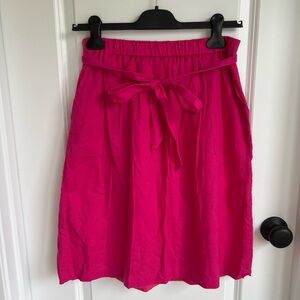 🎀J Crew Pink Linen Skirt with Tie Front Detail